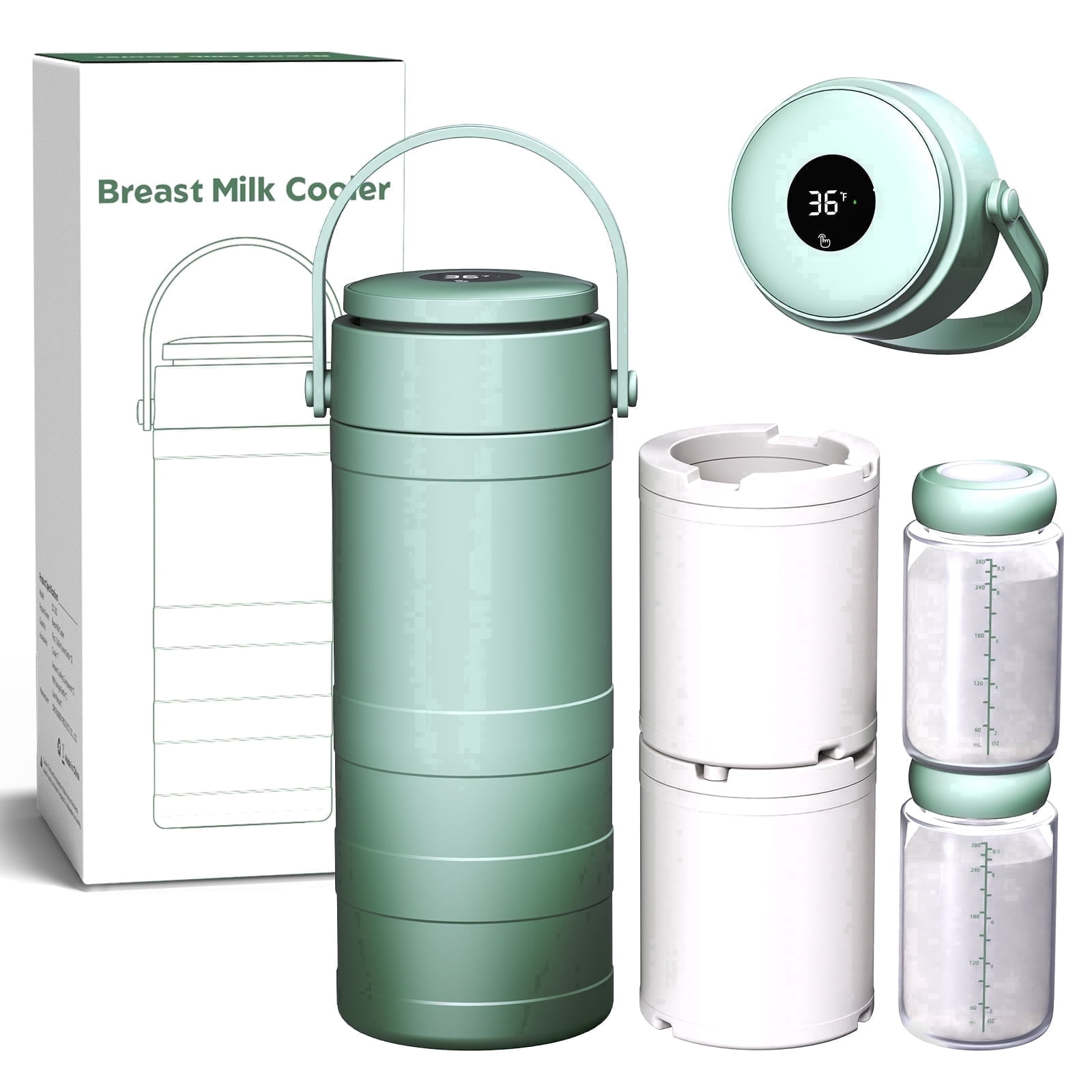 Portable Breast Milk Cooler with Temp Display, 20oz Breastfeeding