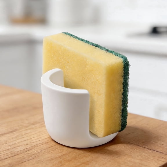 Ceramic Sponge Holder, Efficient Space Saving Quick Dry Stone Sponge Holder, Diatomite Sponge Holder for Dishcloth Drainage, Kitchen Countertop Organizer White(No Dishcloth)