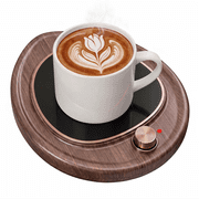 MQ Coffee Mug Warmer - Large Candle Warmer Plate, 2-Temp Setting 131  & 113  & Fast Heating, Elegant Desk Warmer for Coffee/Tea/Milk/Candle, Ideal Office Home Gift Wood Grain