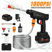 Cordless Pressure Washer Portable High Pressure Cleaner 16.4 FT Water Hose 10 Cell 1500mAh Rechargeable Battery Handheld Cleaning Machine for Car Patio Window W