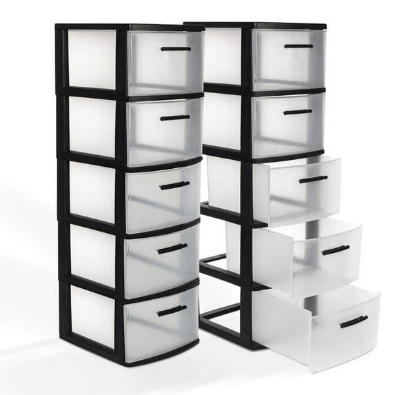 MQ Eclypse 5-Drawer Plastic Storage Unit with Drawers, Multiple Colors (Set of 2)