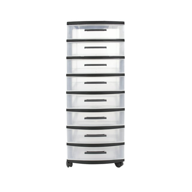 MQ Eclypse 8-Drawer Rolling Storage Cart in Black