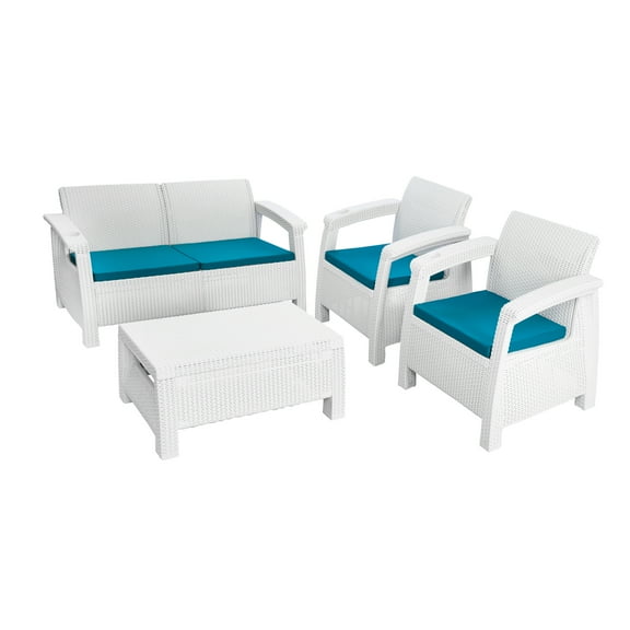 MQ Ferrara Stay 4-Piece Outdoor Loveseat Patio Conversation Set, White