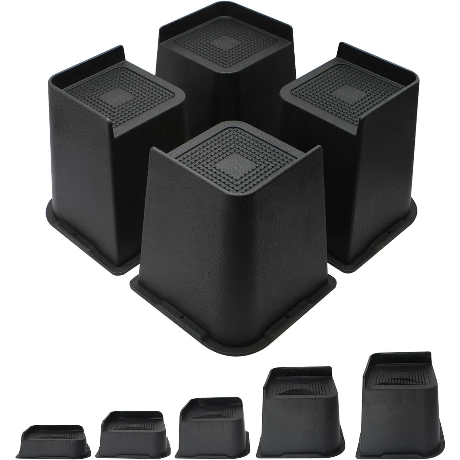 MQ Furniture Risers 6 Inch 4 Pack Black Support 7000LBs, Oversized Furniture Risers for Dorm Beds Frame, Sofa, Desk, Couch, Chairs Legs