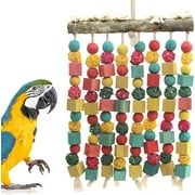 MQ Large Bird Parrot Toy,Bird Chewing Toy Natural Wooden Wooden Blocks Takraw Parrot Cage Bite Toy Suits for Large Medium Birds Macaws African Grey Cockatoos Amazon Parrots