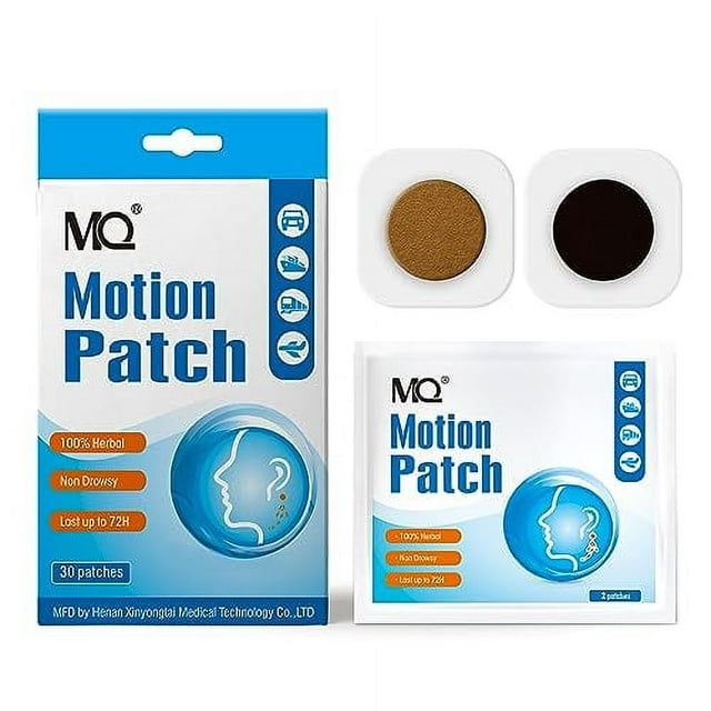 MQ Motion Sickness Patch, 30 Count, Non Drowsy Sea Sick Patches Behind Ear for Cruise