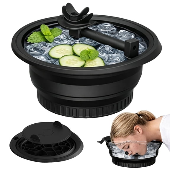 MQ Silicone Face Bowl for Ice with Built-In Icetray, Collapsible Ice Bowl for Face Bath at Home