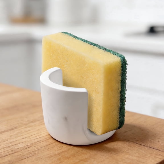 Sponge Holder for Kitchen Sink, Non Porous Surface Fits All Colors, Diatomite Sponge Holder for Dishcloth Drainage, Modern Kitchen Bath Organizer(No Dishcloth)