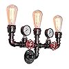 MQ Water Pipe Wall Lamp Steampunk, 3 Lights Wall Sconces Vintage Rustic Wall Light Fixtures Wall Mount E26 Socket for Bathroom Hallway Basement Copper Color