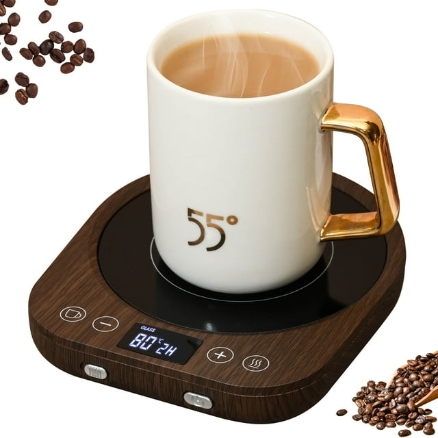 MQ Wooden Mug Warmer Electric, 3 Temperature Settings Gravity-Induction ...