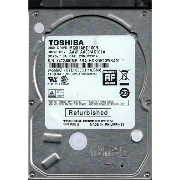 MQ01ABD100R AAW AA00/AX101A Toshiba 1TB
