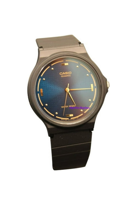 MQ76-2A Mens Classic Analog Quartz Watch w/ Blue Dial & Gold Colored Hands