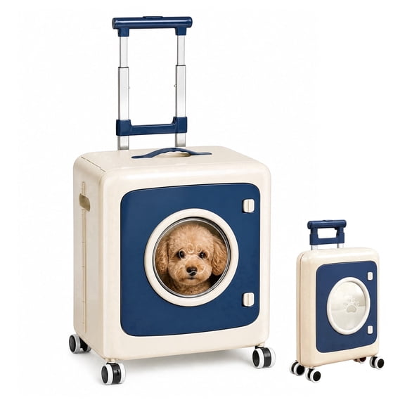 MQAAUP Foldable Pet Carrier with 4 Swivel Casters Wheels, Heavy-Duty Dog Crate with 3 Height Settings, Tool-Free Assembly, Suitable for Indoor, Outdoor, and in-Car Use