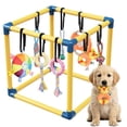 thumbnail image 1 of MQAAUP Puppy Play Gym with 8 Hanging Toys, 19.5"x19.5" Adjustable Indoor Dog Jungle Gym for Small Dogs, Training & Anxiety Relief, 1 of 8
