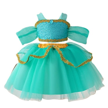 MQATZ Kids Jasmine Princess Gown Baby Birthday Dress Girls Green Clothes
