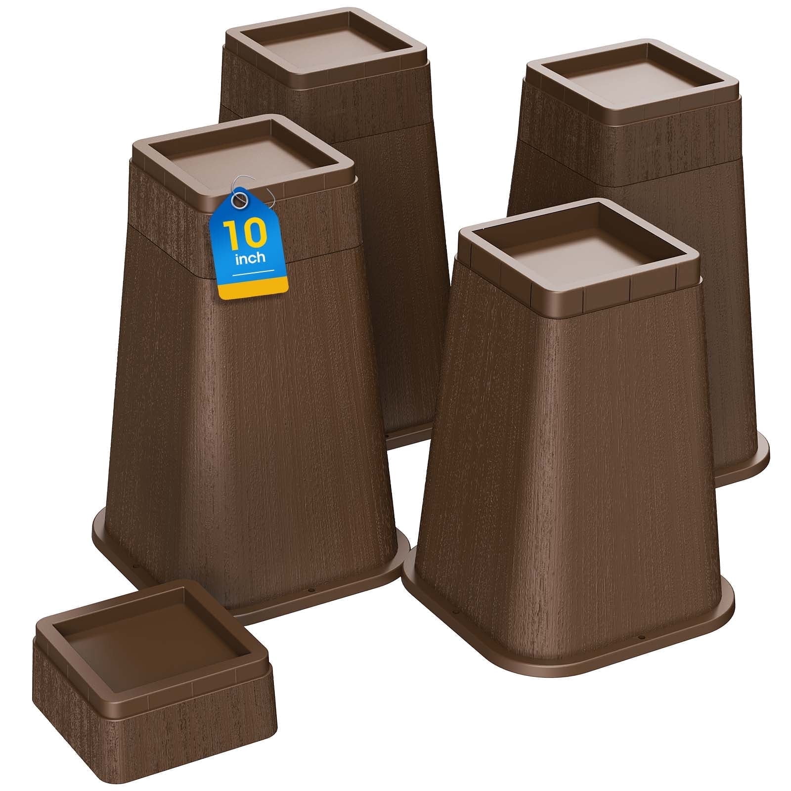MQHUAYU 10 Inch Heavy Duty Furniture Bed Risers,4-Piece Square ...
