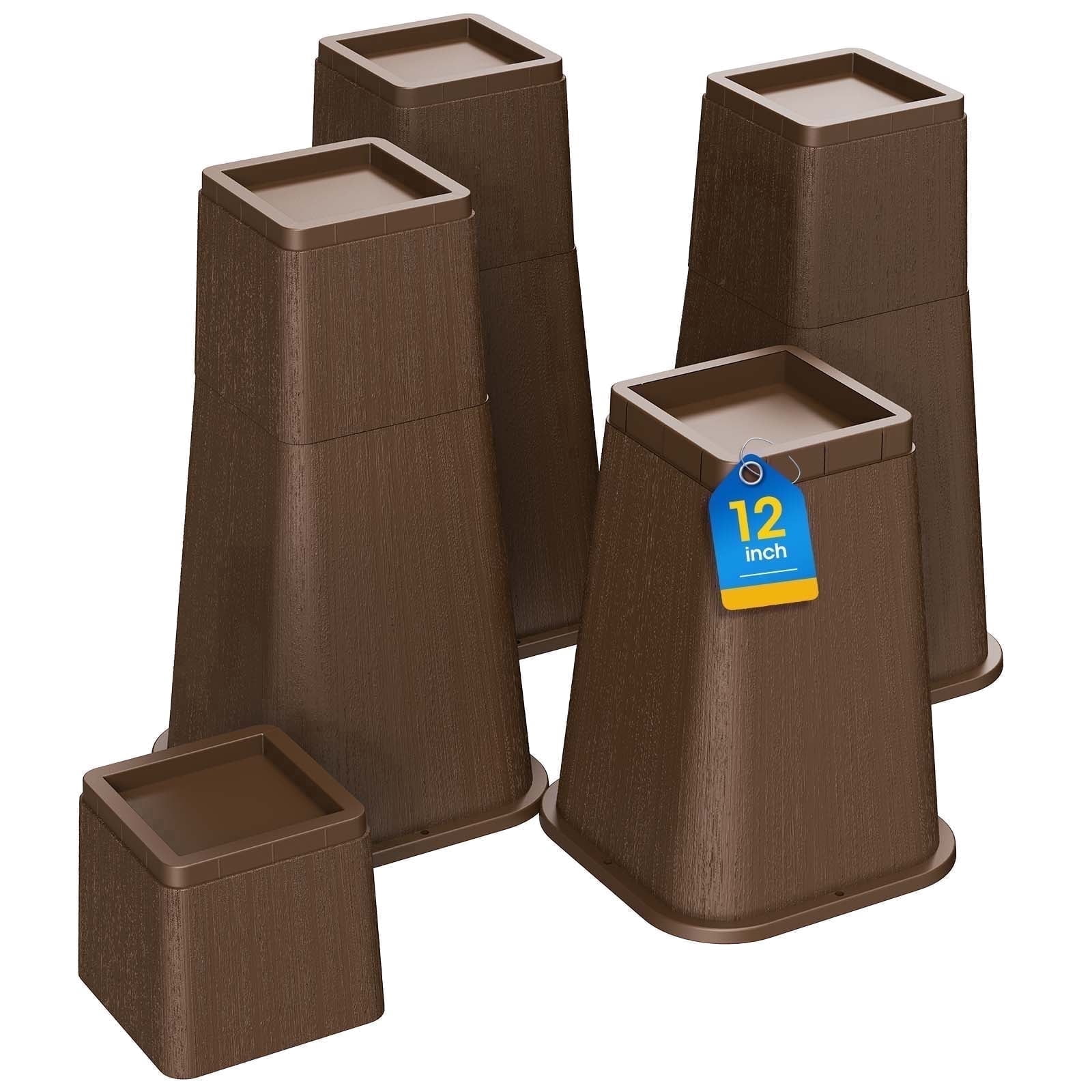 Bed Risers 12 Inch Heavy Duty, Stackable Furniture Risers Lifts 4inch ...