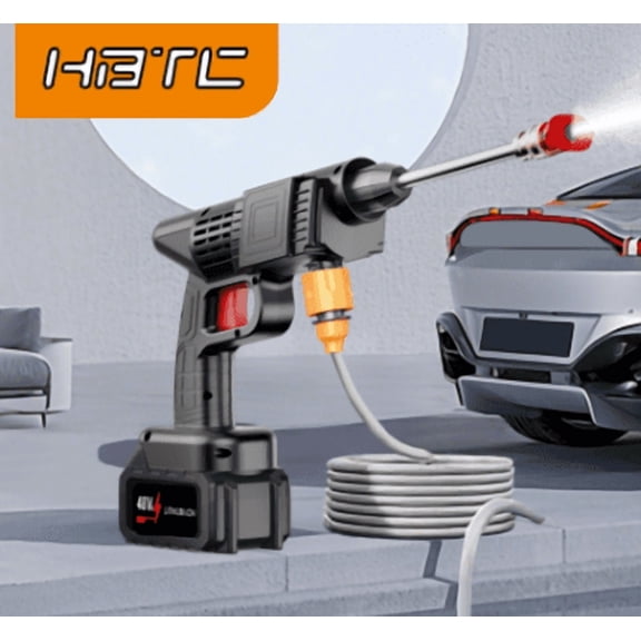 MQHUAYU 21V Cordless Car Wash Gun, 68 bar High Pressure, 5-Meter Range, 45-Minute Run Time, Includes Foam Tank + 5-Meter Hose + Adjustable Spray Nozzle, Portable Home Car Washer