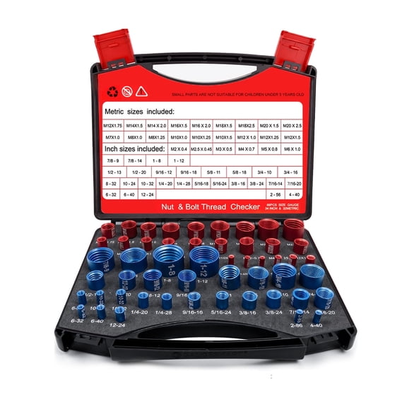 MQHUAYU 52PCS Thread Checker, Nut and Bolt Thread Checker, Thread Checker Kit in Standard and Metric (28 SAE & 24 Metric), Bolts Measuring, Bolt Size Finder Checker Thread Gauge for Quickly Identify