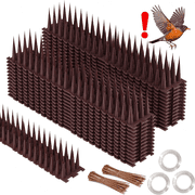 MQHUAYU Bird Spikes, 24 Pack Deterrent Spikes for Pigeon Squirrel Raccoon Cat Crow Woodpecker, Outdoor for Roof Fence Window Balcony Patio, 16.77x5.59 Inches, Brown