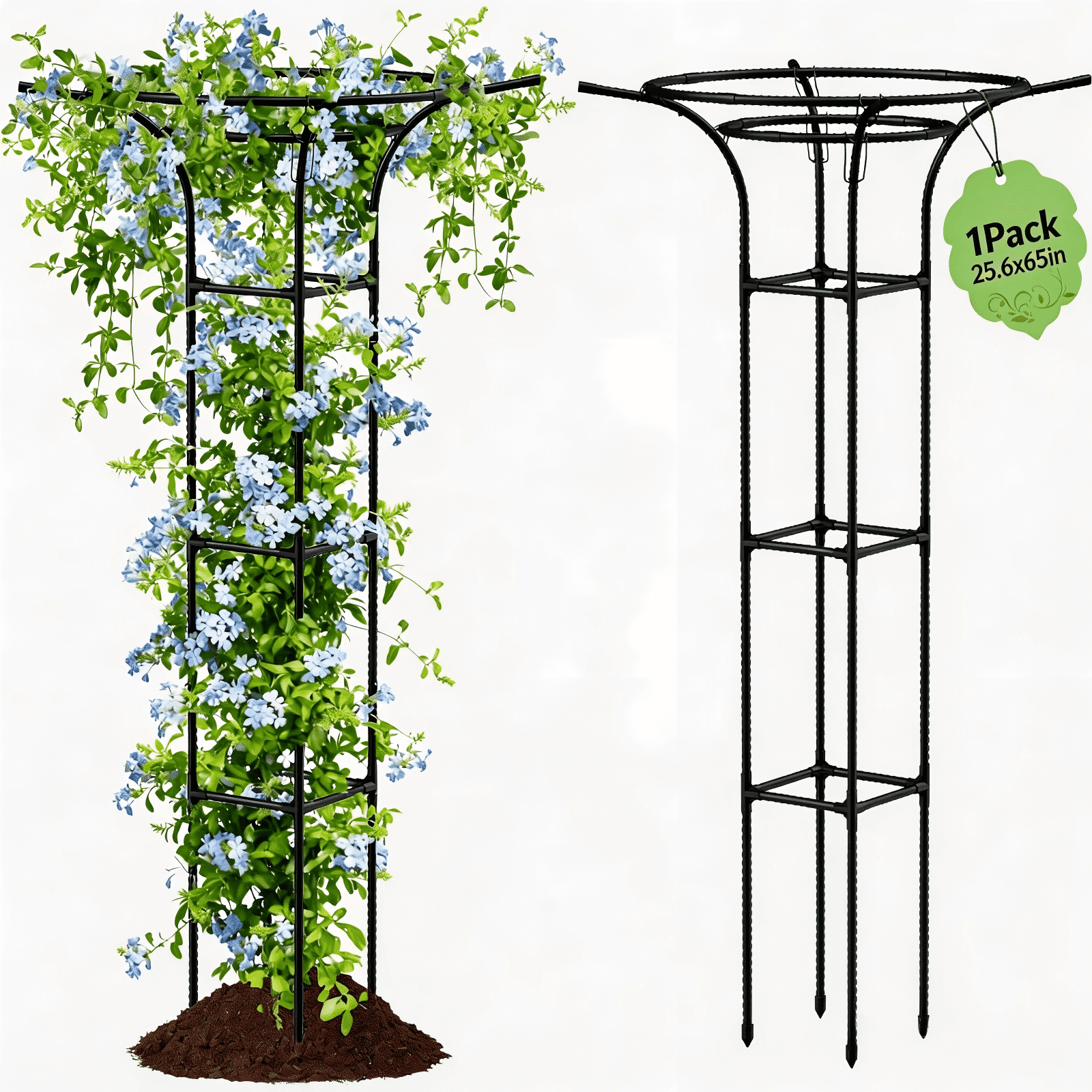 MQHUAYU Mushroom Top Garden Obelisk Trellis, Heavy Duty Rust-Proof Plant Support for Climbing Plants, Cucumber Pea Rose
