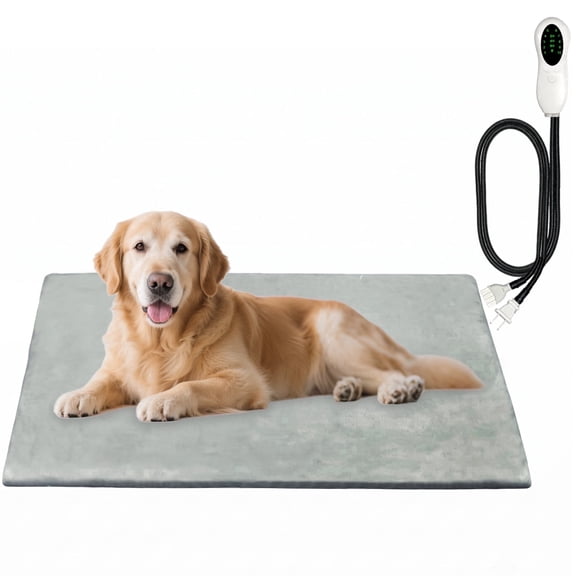 MQAAUP Pet Heating Pad, Waterproof & Chew Resistant, 10 Temp Settings with Timer, 24x35 in for large Dogs & Cats