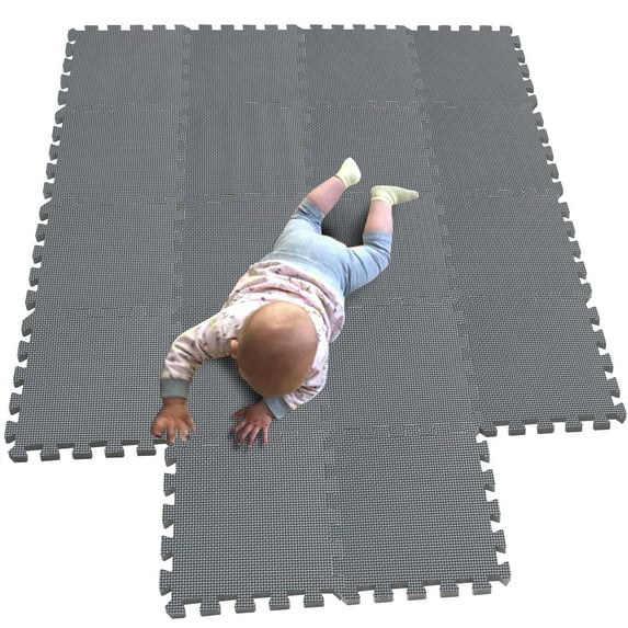 MQIAOHAM 18pcs (30×30×1CM/11.81×11.81×0.39inch per piece) children puzzle play mat squares foam tiles baby mats for floor childrens soft girl playmat boy interlocking carpet W301018-112