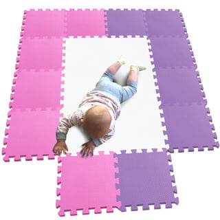 Blush Pink & Orchid White Foam Play Mats Bundle Anti-slip Baby
