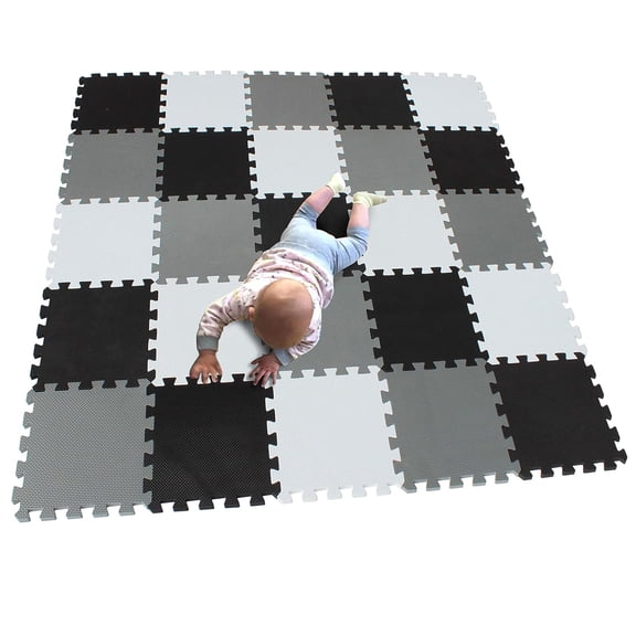 MQIAOHAM 25pcs (30×30×1CM/11.81×11.81×0.39inch per piece) children puzzle play mat squares foam tiles baby mats for floor childrens soft girl playmat boy interlocking carpet W301025-101104112
