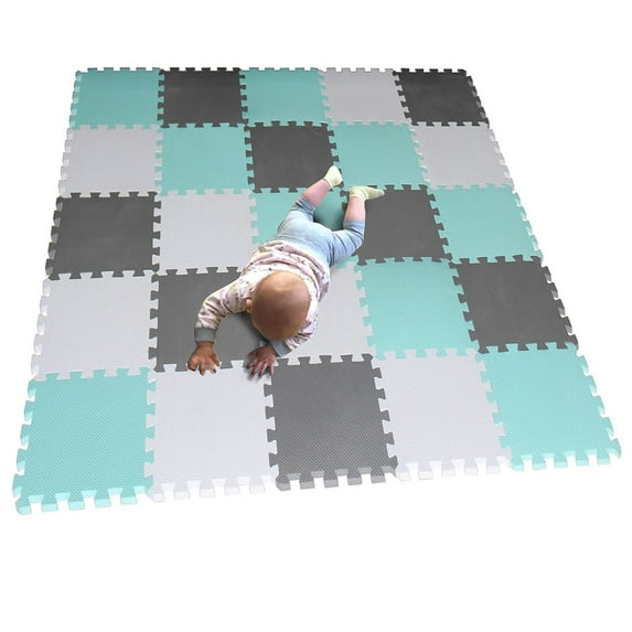 MQIAOHAM 25pcs (30×30×1CM/11.81×11.81×0.39inch per piece) children puzzle play mat squares foam tiles baby mats for floor childrens soft girl playmat boy interlocking carpet W301025-101108112