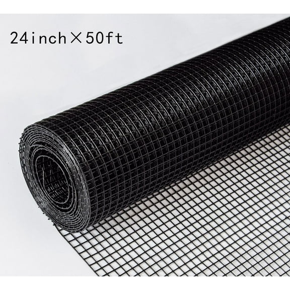 MQINGHOS Hardware Cloth 1/4 inch 24inx50ft Black, 21 Gauge Chicken Coop Wire Fence, Garden Plant Welded Metal Wire Fencing Roll Mesh, Poultry Animal Netting Cage Screen