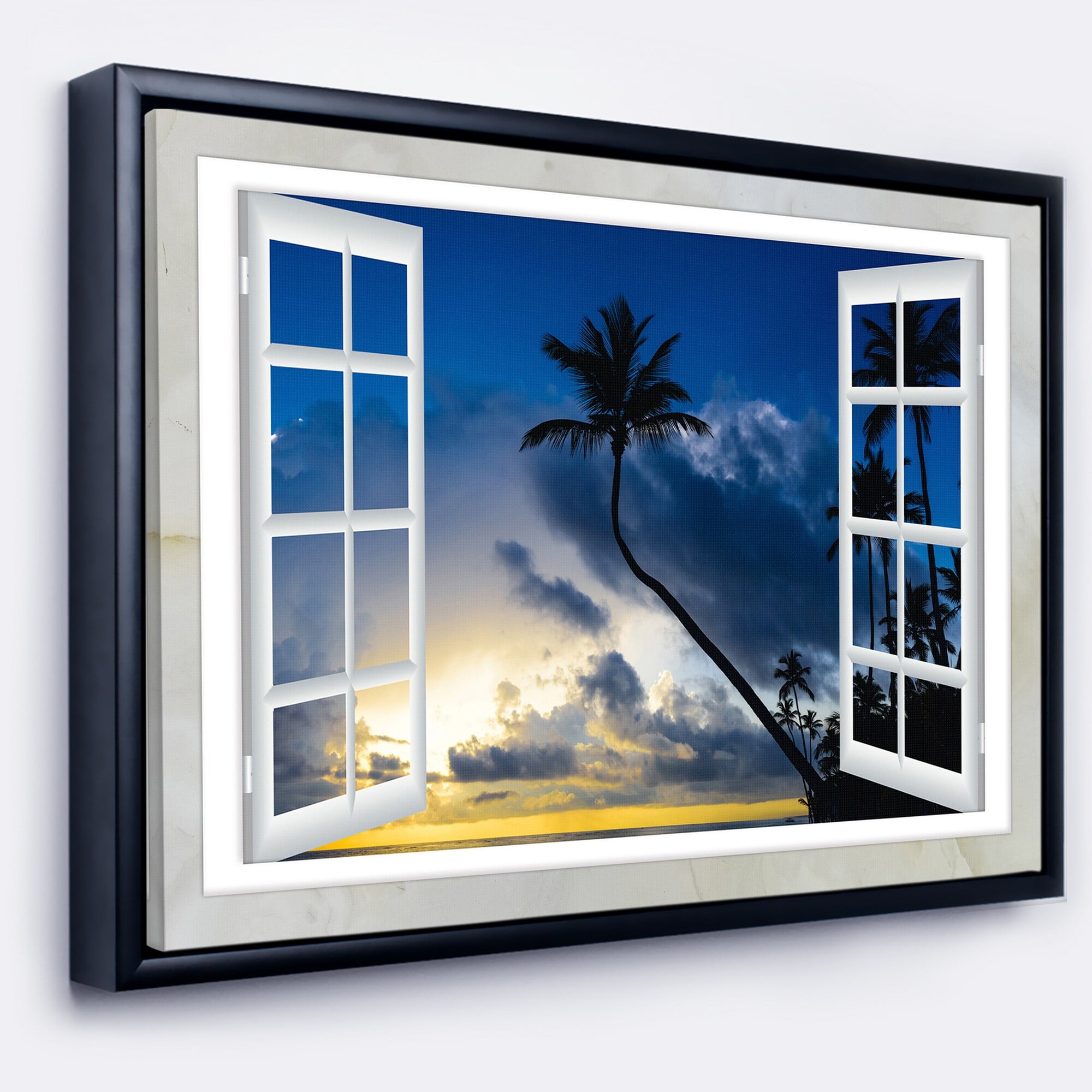 DESIGN ART Designart 'Window to Beach with Coconut Palms' Landscape