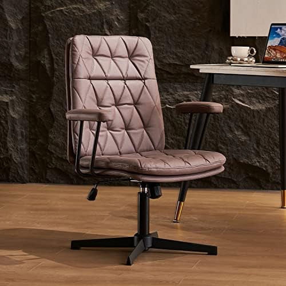 MQLIFEBOOM Desk Chair Without Wheels Swivel Tilt Home Office Chair with Criss Cross Legs Solid