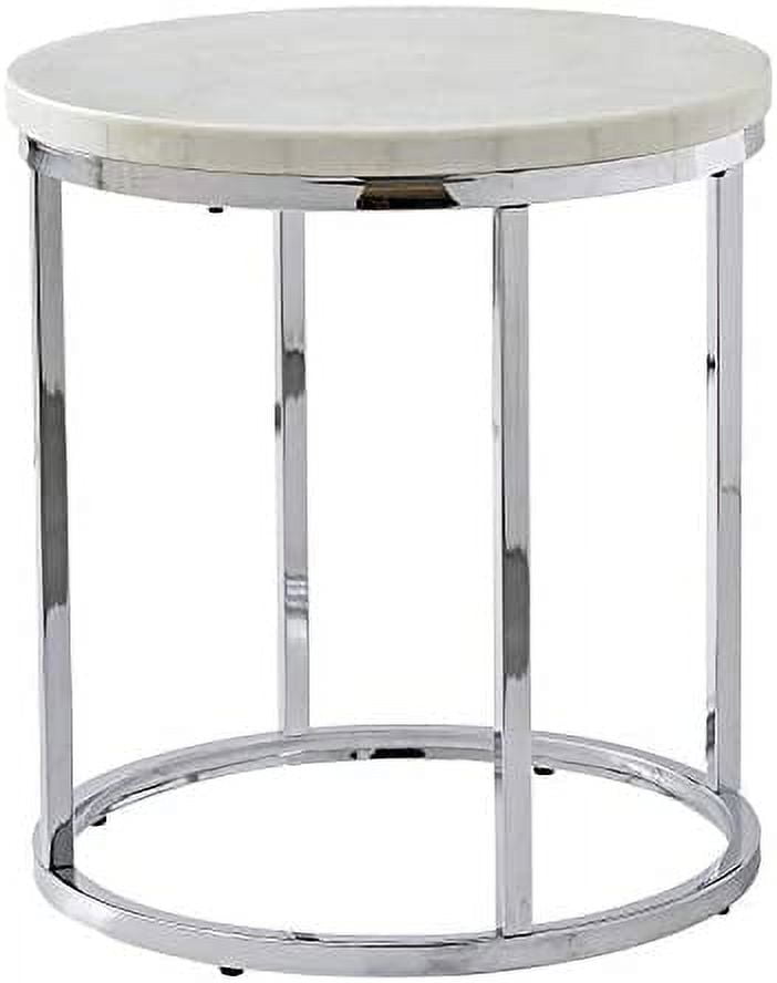 Echo 22" White Marble and Chrome Round End Table