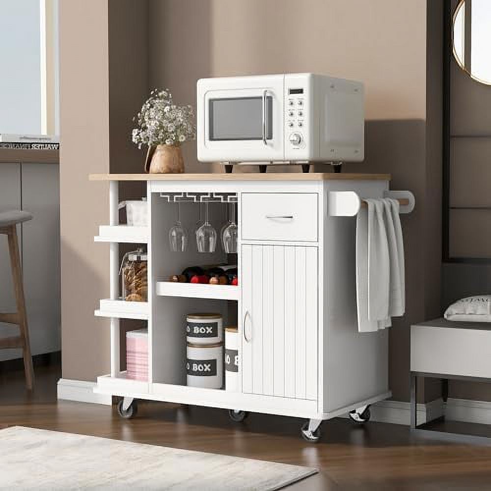 MQLIFEBOOM Kitchen Island with Moveable Kitchen Island Cart on Wheels