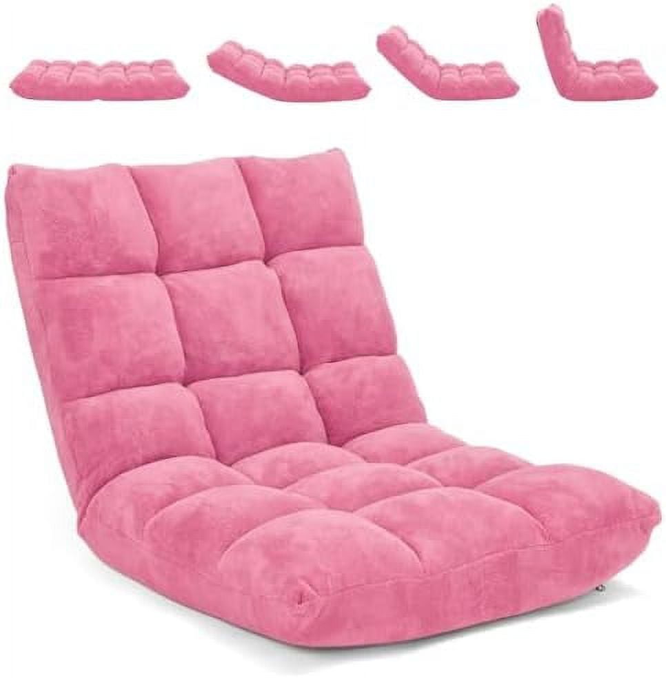 Adjustable 14-Position Floor Chair Folding Lazy Gaming Sofa Chair Cushioned Home