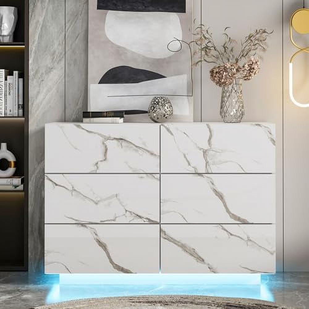 MQLIFEBOOM Nightstand with LED Lights Black Modern Nightstands with USB