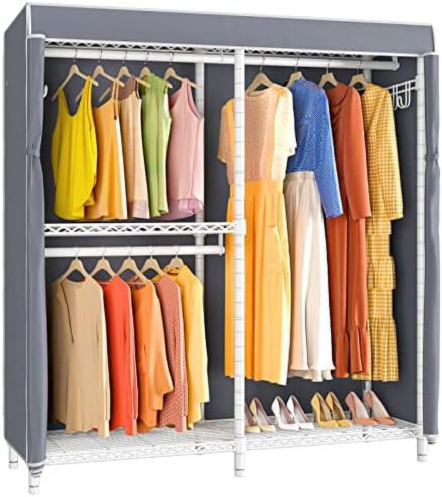 MQLIFEBOOM V4C Double Clothing Rack with Cover Protable Closet for
