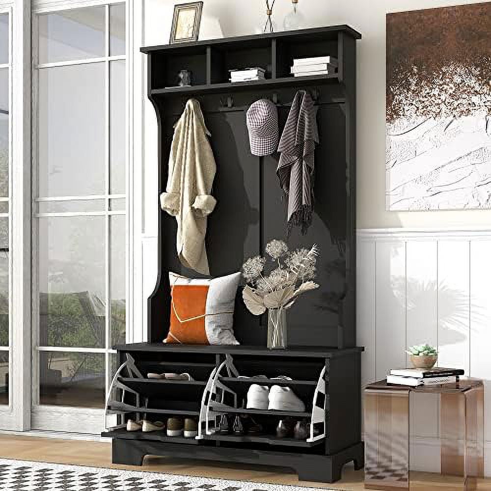 MQLIFEBOOM Wooden Hall Tree With Shoes Cubbies And Hanging Hooks 39 4 mqlifeboom-wooden-hall-tree-with-shoes-cubbies-and-hanging-hooks-39-4
