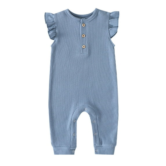 MQLKF Baby Boy Girl Solid Romper Ruffle Short Sleeve Jumpsuits Clothes Cute Comfortable Baby Bodysuits