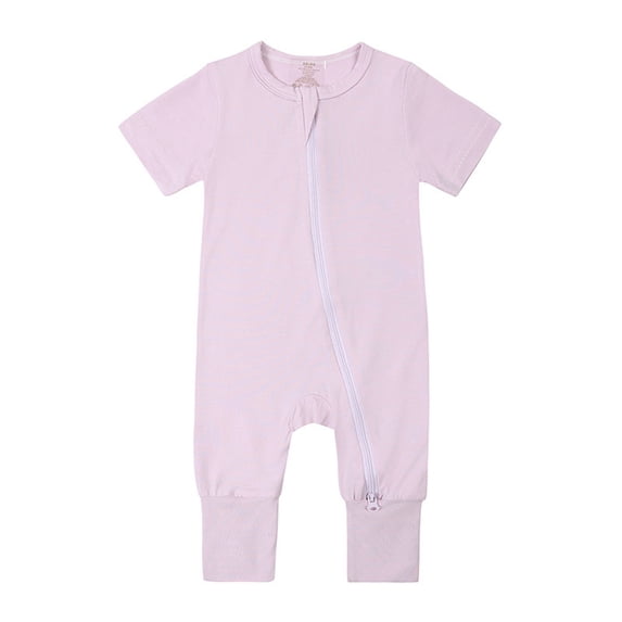 MQLKF Baby Rompers Footless Pajamas Zipper Short Sleeve Sleeper Jumpsuit Cute Comfortable Clothes