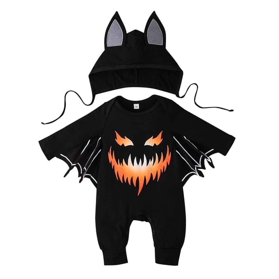 MQLKF Boys Girls Cartoon Prints Romper Jumpsuits Hat Outfits Casual Fashionable Clothes Set