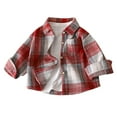 thumbnail image 1 of MQLKF Boys Girls Long Sleeve Flannel Plaid Shirt Button Down Shirts Fashion Leisure Baby Tops, 1 of 3