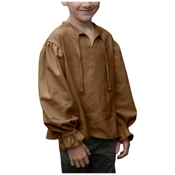 MQLKF Boys Medieval Dress Shirt For Kids Medieval Ruffled Long Sleeves Casual Handsome Cozy Boys's Tops