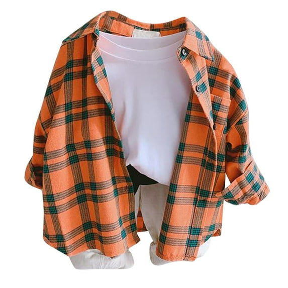 MQLKF Boys Shirts Button Down Western Shirts Boys Christmas Outfit Toddler Buffalo Plaid Shirts Boys Long Sleeve Shirts Breathable Leisure Baby Tops