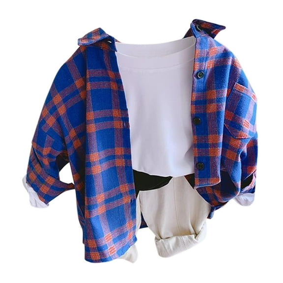 MQLKF Boys Shirts Button Down Western Shirts Boys Christmas Outfit Toddler Buffalo Plaid Shirts Boys Long Sleeve Shirts Fashion Leisure Baby Tops