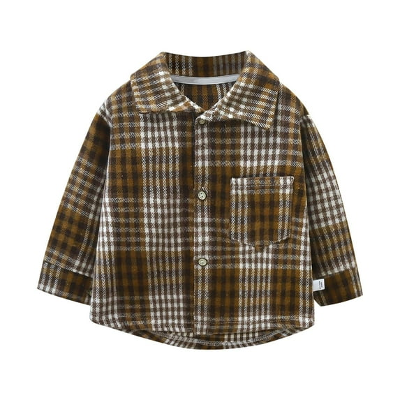 MQLKF Children's Shirt Children's Spring And Autumn Boy Hooded Plaid Shirt Girl Baby Long Sleeve Plaid Bottom Top Coat Leisure Cute Trendy Girls Outerwear