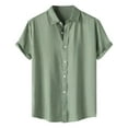 thumbnail image 1 of MQLKF Fashion Summer Men's Shirt Short Sleeve Solid Color Simple Style Lapel Shirt Fashionable Handsome Breathable Men's Shirt Top, 1 of 9