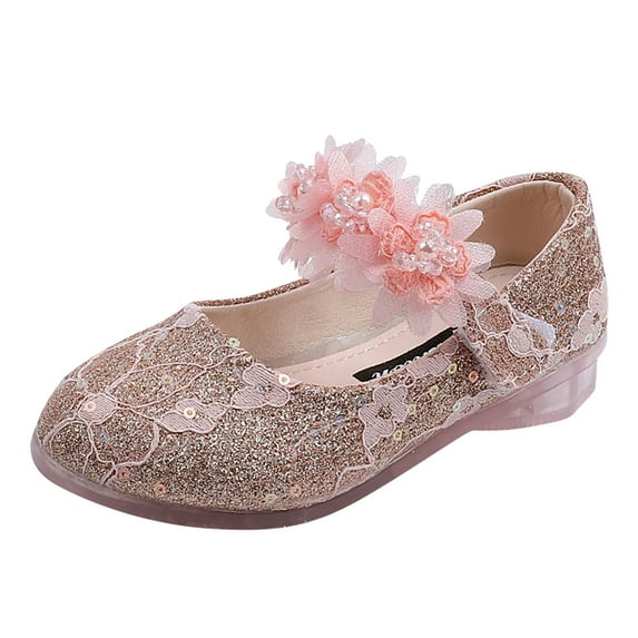 MQLKF Girls Baby Princess Shoes Rhinestone Flower Sandals Dancing Shoes Pearl Shoes Single Kids Shoes Cute Comfortable Girls Sandals