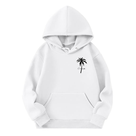 MQLKF Kids Girls Sports Shirt Boy Girl Solid Color Casual Coconut Tree Print Hoodie Pullover Hooded Sweatshirt With Pocket Suitable For Teen Comfortable Stylish Cute Boys Girls Pullover